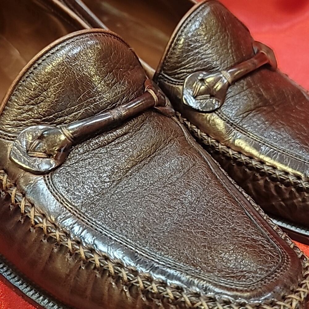 JOHNSTON MURPHY sz10.5 Mocc toe leather bit loafer Italian Made